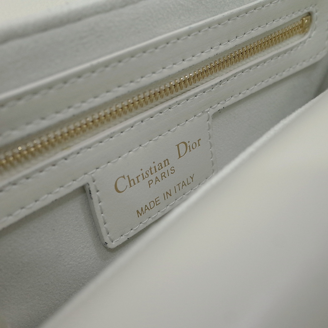 Small Dior Jolie Top Handle Bag White Cannage Calfskin